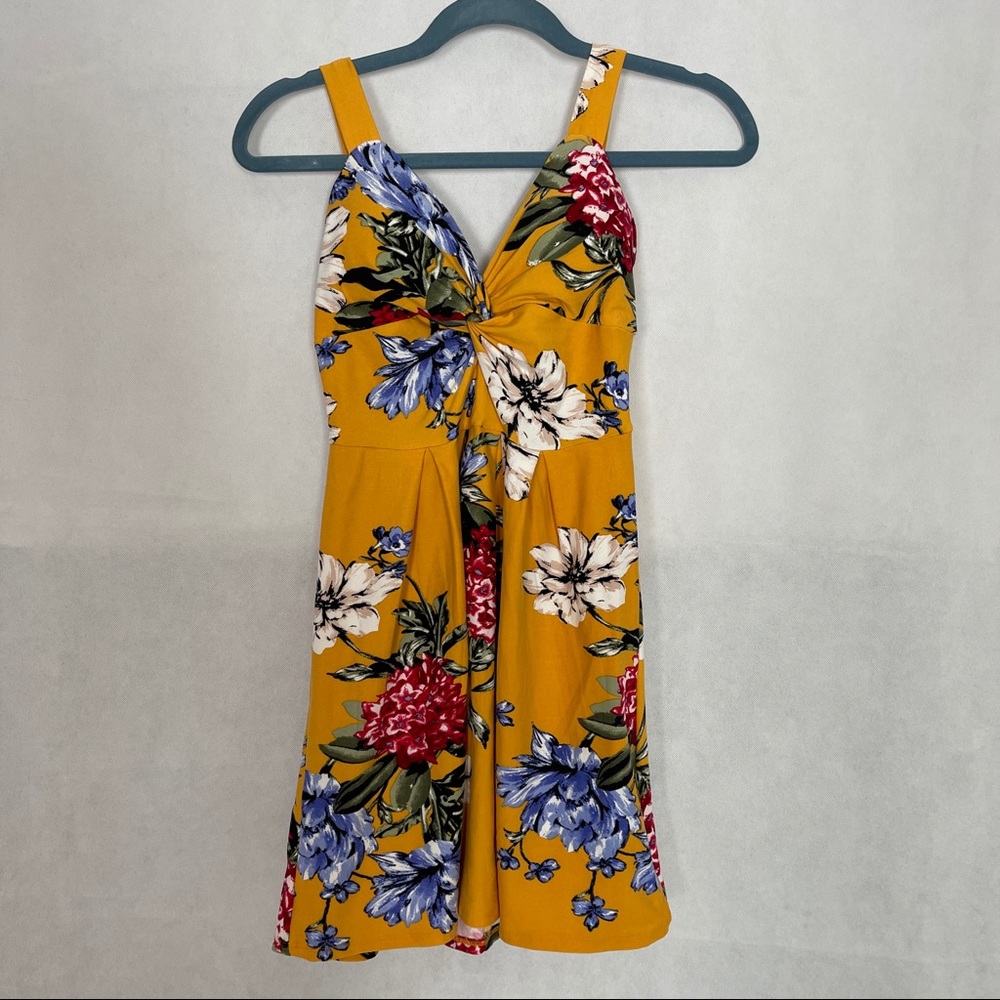 Planet Gold Floral Yellow Dress XS